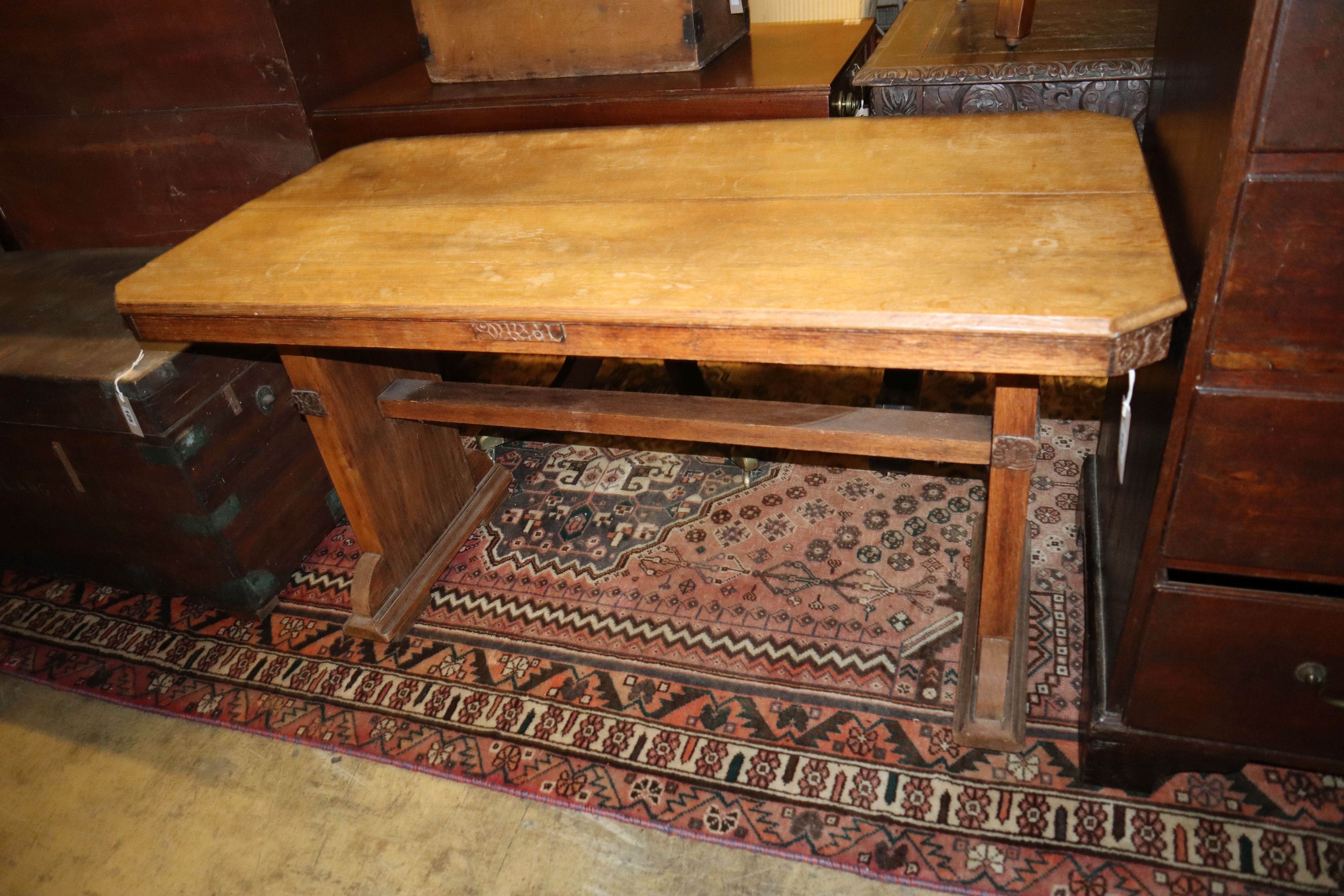 An Art Deco oak centre table, width 120cm, depth 60cm, height 68cm